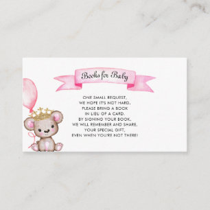 Tarjeta De Recepción Libros de Baby Shower para oso rosa para bebé