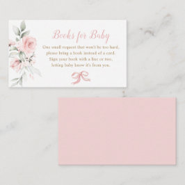 Tarjeta De Recepción Libros de Baby Shower rosados con flores rosados r