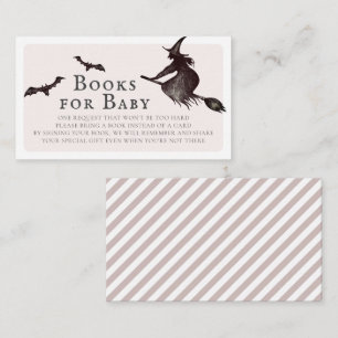 Tarjeta De Recepción Libros de Baby Shower rosados para brujas de Hallo
