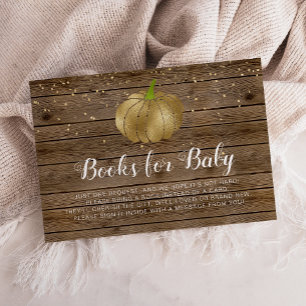 Tarjeta De Recepción Libros de Baby Shower Rustic Barn Wood Gold
