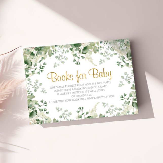 Tarjeta De Recepción Libros de Baby Shower sobre vegetación forestal pa (Subido por el creador)