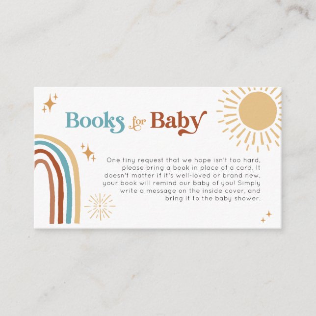 Tarjeta De Recepción Libros de Baby Shower Sunshine para bebé (Anverso)