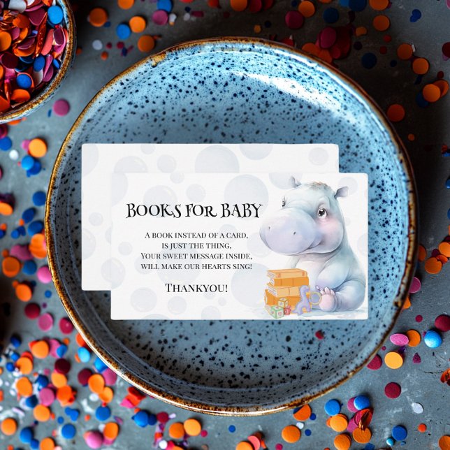 Tarjeta De Recepción Libros De Baby Shower Temáticos De Hippo Para Bebé (Books For Baby Hippo Theme)