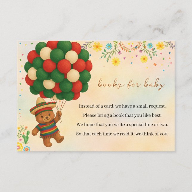 Tarjeta De Recepción Libros de Baby Shower temáticos sobre el oso acuar (Anverso)