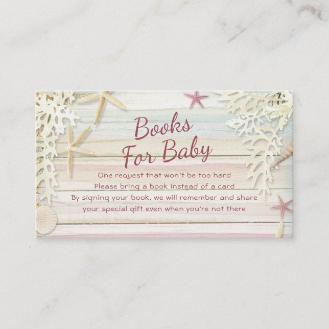 Tarjeta De Recepción Libros De Baby Shower Tropical Beach Seashell Para (Anverso)