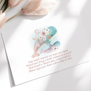 Tarjeta De Recepción Libros De Ballenas De Acuarela Floral Para Bebé