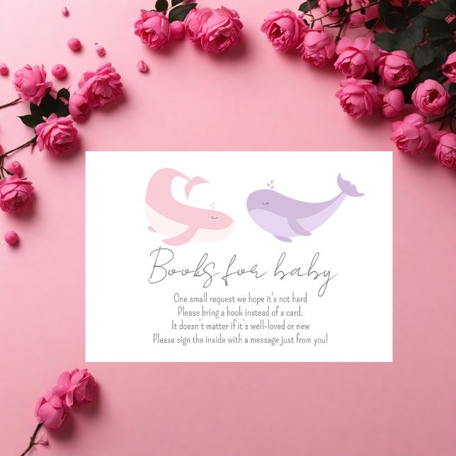 Tarjeta De Recepción Libros De Ballenas De Lilac Rosa Para Baby Shower (Subido por el creador)