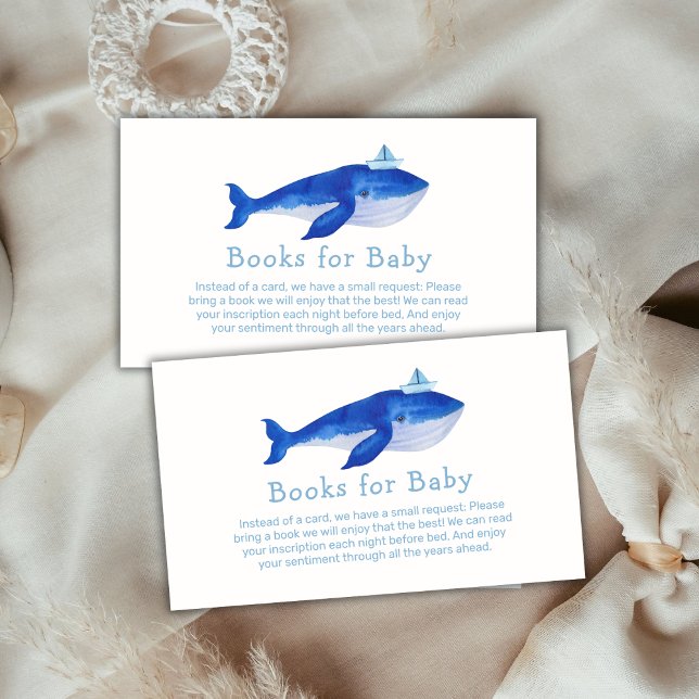 Tarjeta De Recepción Libros De Ballenas Del Océano Azul Para Baby Showe (Blue Ocean Whale Books For Baby Shower Enclosure Card)