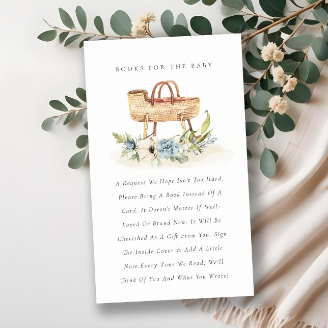Tarjeta De Recepción Libros De Bassinet De Flores Azules Cuidados Para  (Subido por el creador)