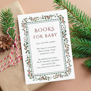 Tarjeta De Recepción Libros de Bayas de Acebo de Navidad para Baby Show
