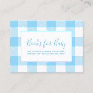 Tarjeta De Recepción Libros de bebé a cuadros azul bebé y blanco para b