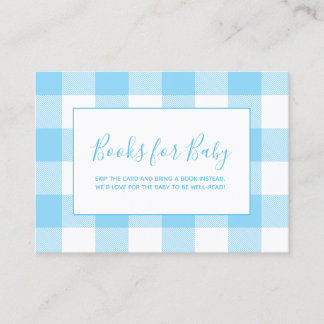 Tarjeta De Recepción Libros de bebé a cuadros azul bebé y blanco para b
