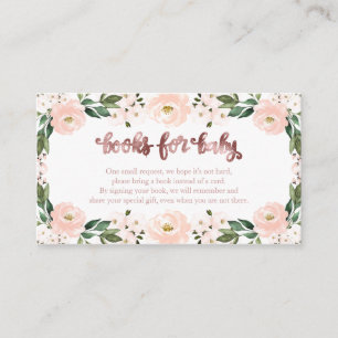 Tarjeta De Recepción Libros de bebé con hermoso diseño floral rosa para