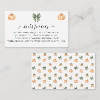 Tarjeta De Recepción Libros de bebé de calabaza naranja y lazo para bab