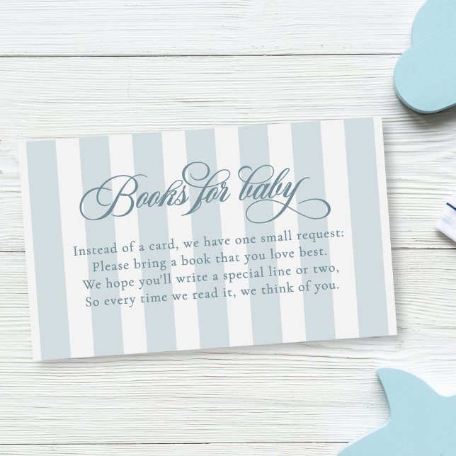 Tarjeta De Recepción Libros de bebé para baby shower con rayas de letra (Subido por el creador)
