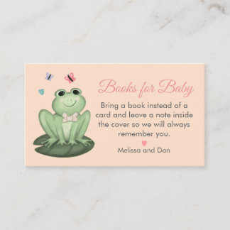 Tarjeta De Recepción Libros de bebé para baby shower de rana con toque 