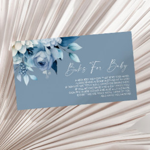 Tarjeta De Recepción Libros de bebé para baby shower florales azul polv