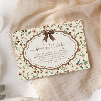 Tarjeta De Recepción Libros de bebé para baby shower florales rústicos