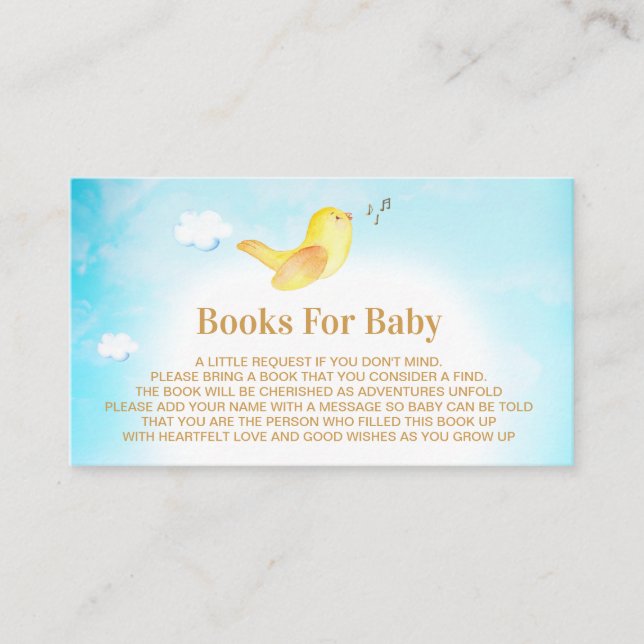 Tarjeta De Recepción *~* Libros De Bebés Con Cielo Amarillo Para Bebés (Anverso)