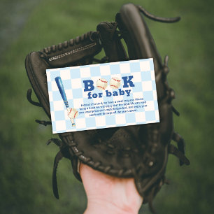 Tarjeta De Recepción Libros de béisbol Blue Plaid Slugger para baby sho