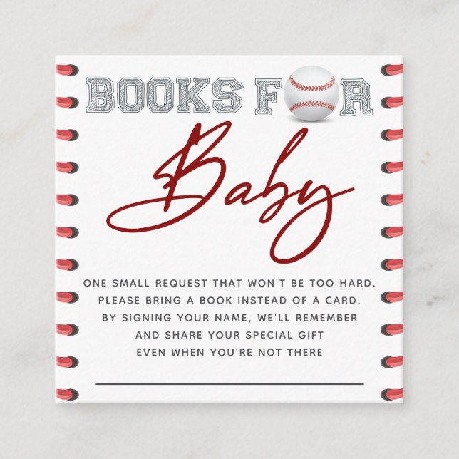 Tarjeta De Recepción Libros De Béisbol Para Bebé (Anverso)