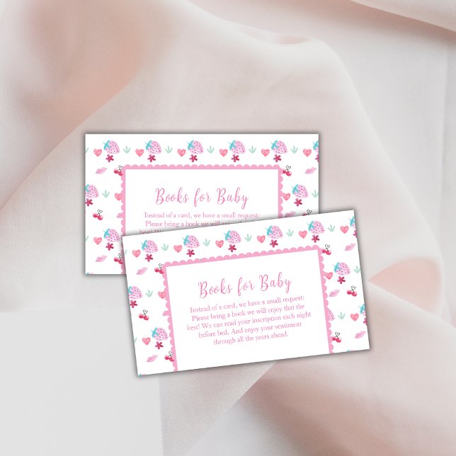 Tarjeta De Recepción Libros De Berry Sweet Soux Para Baby Shower (Pink Berry Sweet Sweetheart Books For Baby Shower Enclosure Card)
