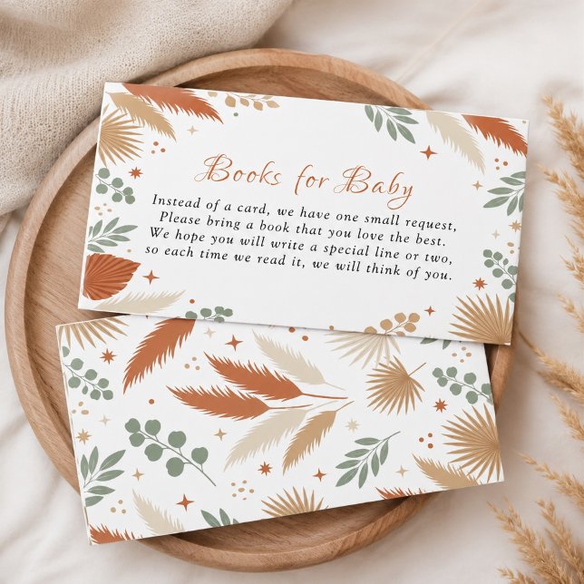 Tarjeta De Recepción Libros de Boho Pampas Grass para Bebé (Boho Pampas Grass Books for Baby Enclosure Card)