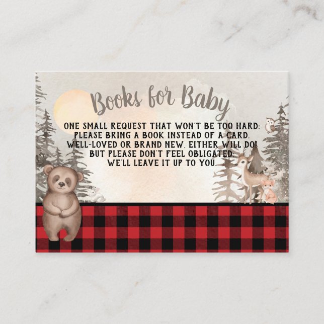 Tarjeta De Recepción Libros de bosque de búfalos para bebé (Anverso)