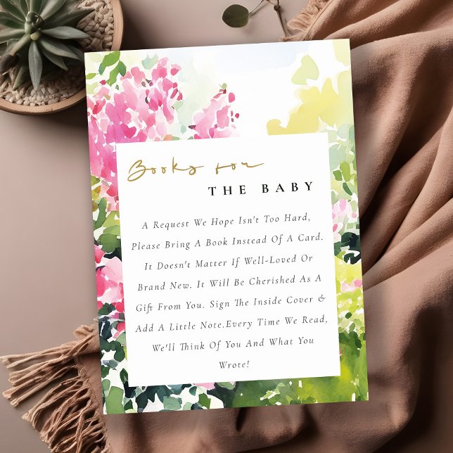 Tarjeta De Recepción Libros De Bougainvillea Tropical Rosa Para Baby Sh (Subido por el creador)