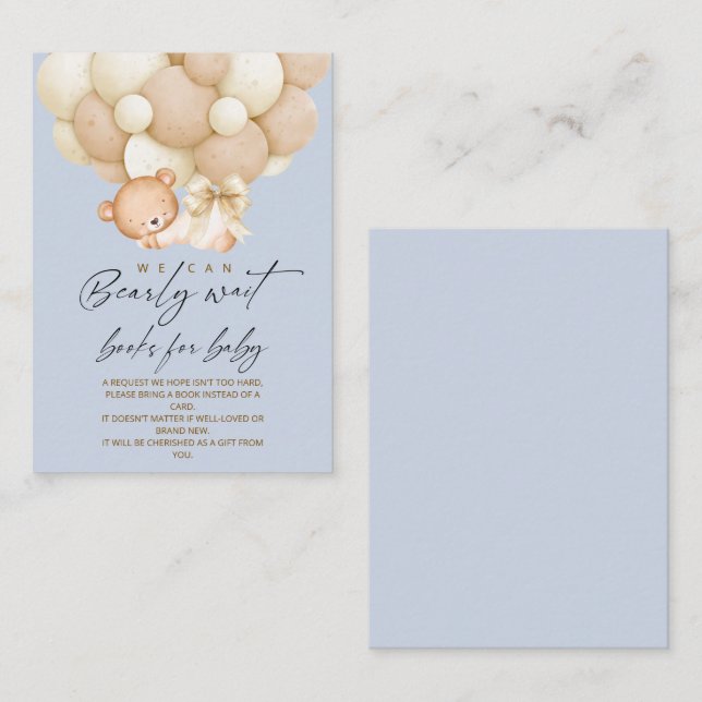 Tarjeta De Recepción Libros de Boy Bearly Wait para Baby Shower    (Anverso / Reverso)
