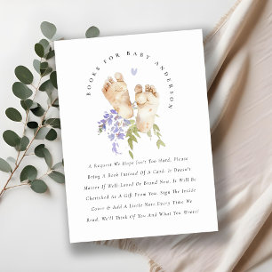 Tarjeta De Recepción Libros De Boys Florales Azules De Pies Cutos Para 