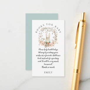 Tarjeta De Recepción Libros de Bunny Florals para Boy Baby Shower