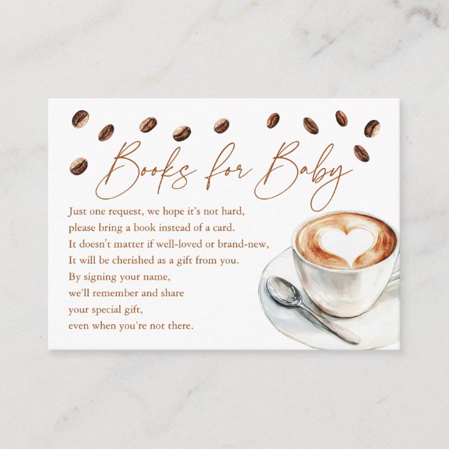 Tarjeta De Recepción Libros De Café Para Bebé Baby Shower (Anverso)