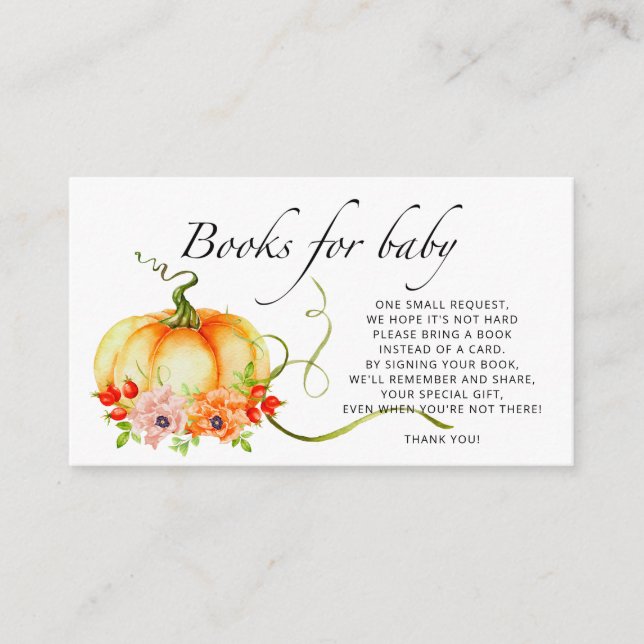 Tarjeta De Recepción Libros de caída de calabaza acuarela para boleto d (Anverso)