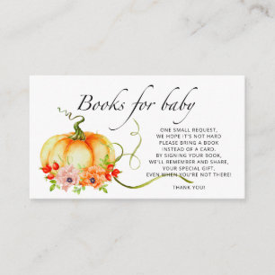 Tarjeta De Recepción Libros de caída de calabaza acuarela para boleto d