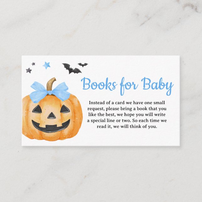 Tarjeta De Recepción Libros de calabaza azul para bebé (Anverso)