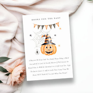 Tarjeta De Recepción Libros De Calabaza De Halloween Para Baby Shower