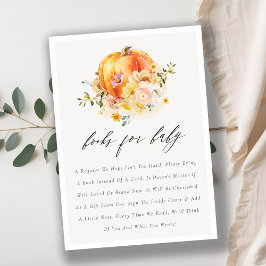 Tarjeta De Recepción Libros de calabaza de Naranja floral para Baby Sho