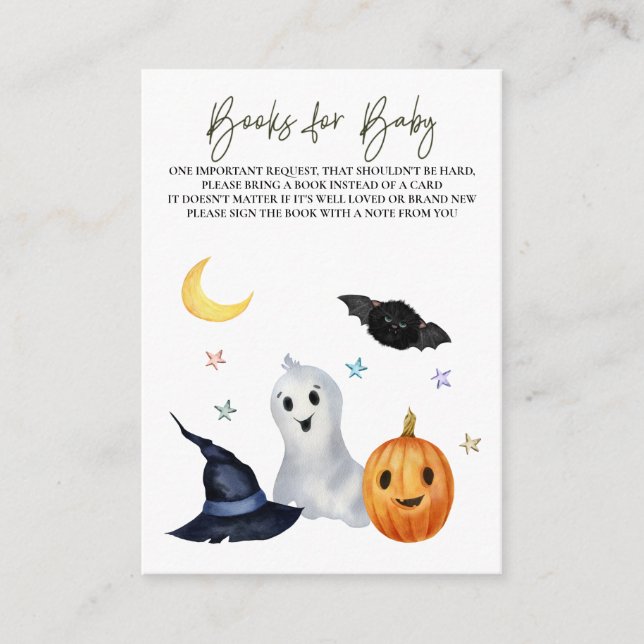 Tarjeta De Recepción Libros de calabaza fantasma de Halloween para bebé (Anverso)
