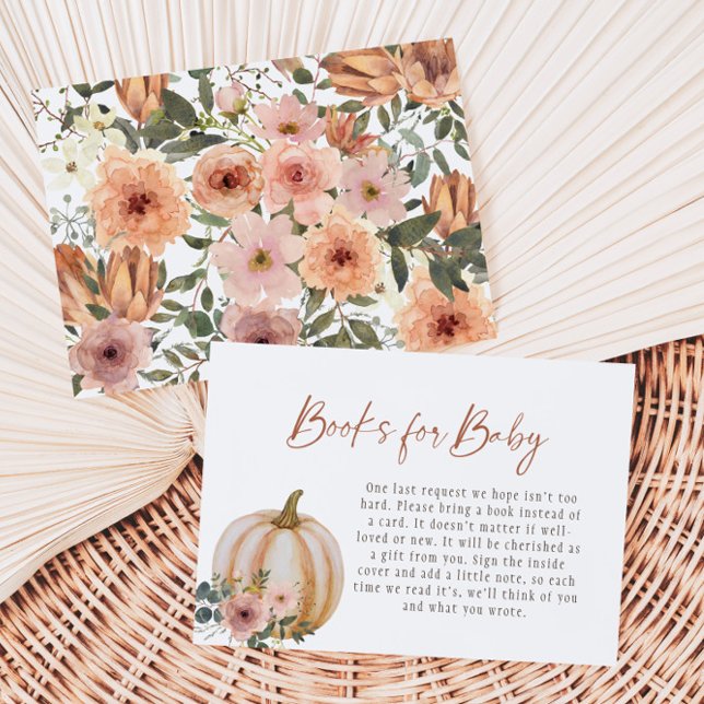 Tarjeta De Recepción Libros De Calabaza Floral Para Bebés (Subido por el creador)
