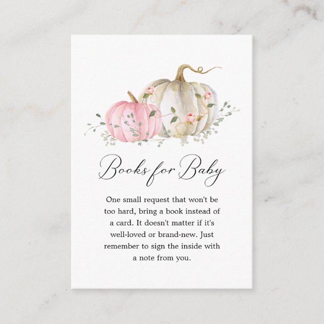 Tarjeta De Recepción Libros de calabaza para bebé chica (Anverso)