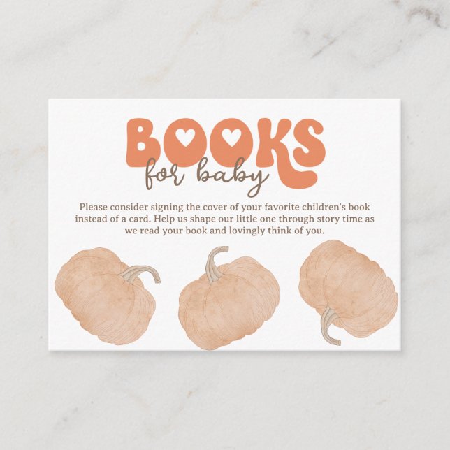 Tarjeta De Recepción Libros de calabaza para bebé naranja (Anverso)