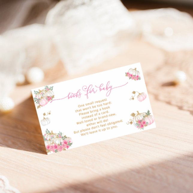 Tarjeta De Recepción Libros de calabaza rosa con flores para bebé (Subido por el creador)