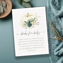 Tarjeta De Recepción Libros de Calabaza Suculenta Azul para Baby Shower