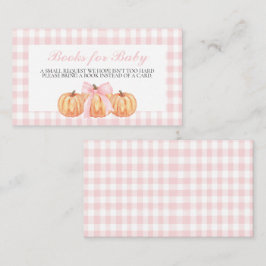 Tarjeta De Recepción Libros de calabaza y lazo de cuadros rosados para