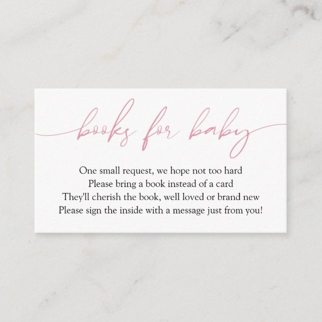 Tarjeta De Recepción Libros de caligrafía rosada para solicitud de bebé (Anverso)