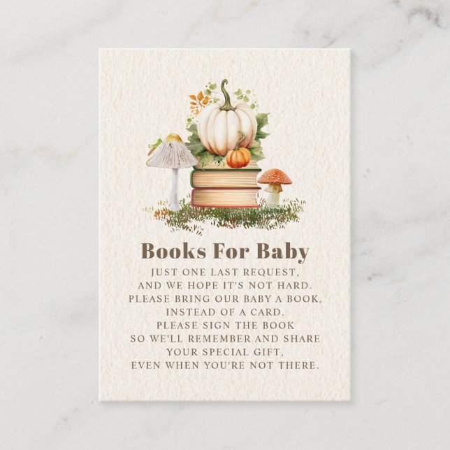 Tarjeta De Recepción Libros De Carpintería De Hongos Para Baby Shower (Anverso)