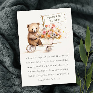 Tarjeta De Recepción Libros De Carro De Flores De Teddy De Moda Cuidada