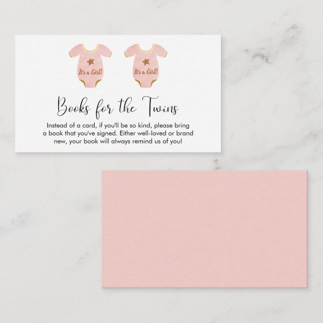 Tarjeta De Recepción Libros De Chicas Gemelos Para Baby Shower (Anverso / Reverso)