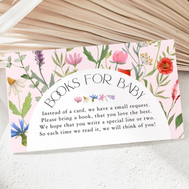 Tarjeta De Recepción Libros de Chicas rosados con flores silvestres par (Subido por el creador)